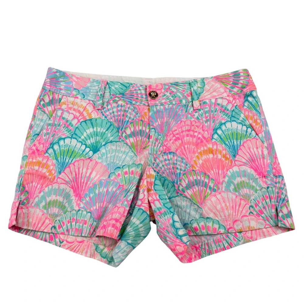 Lilly Pulitzer The Callahan Short Women 8 Multi Color Shell Print Cotton Chino
